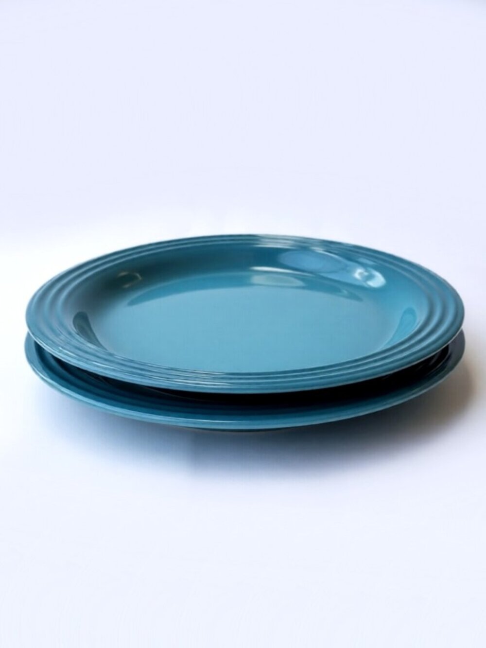 2pc Le Creuset 10.6” Vancouver Dinner Plates in Caribbean Blue